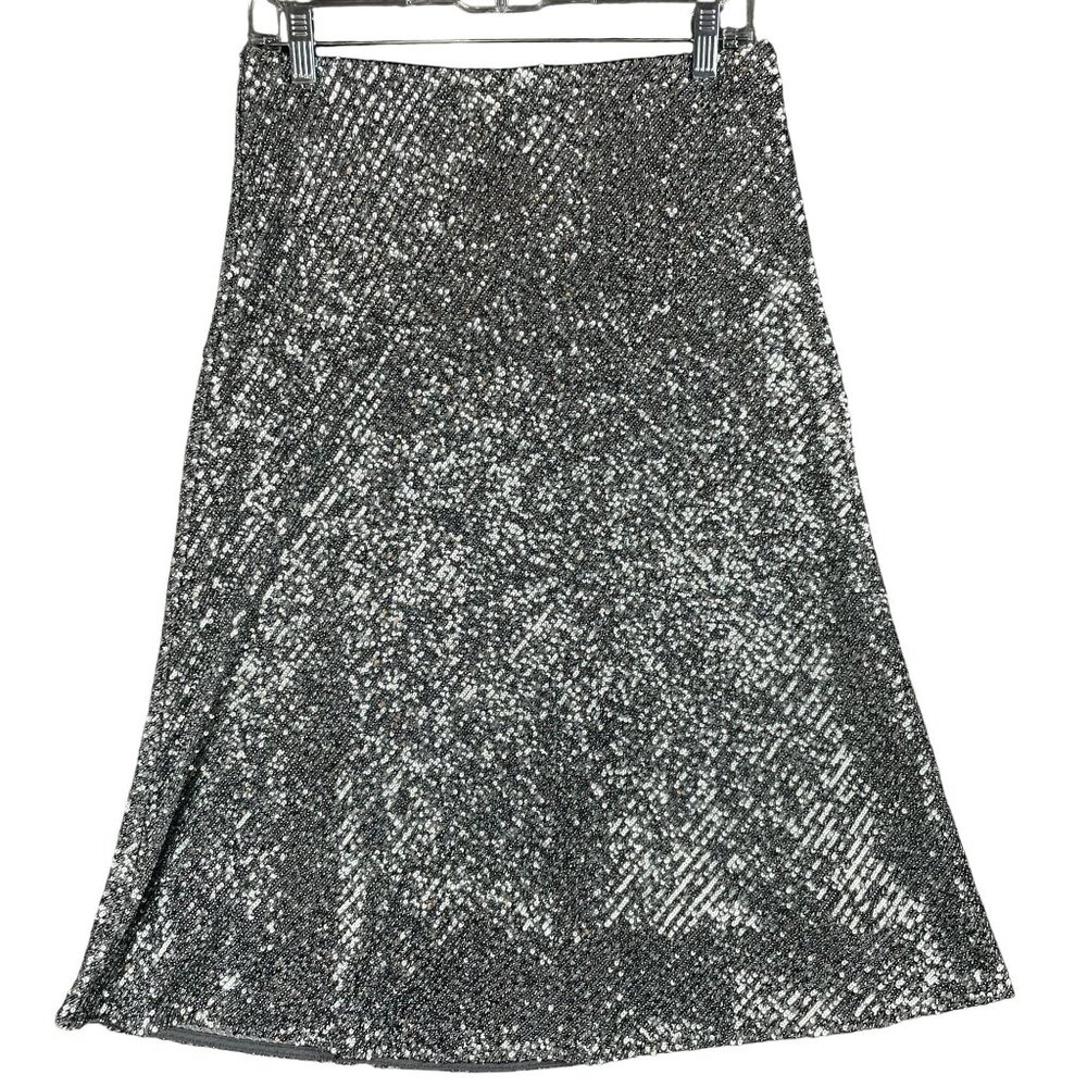 Talbots Skirt Womens 6 Sequins Silver Classic Dressy Holiday Glam Work Event